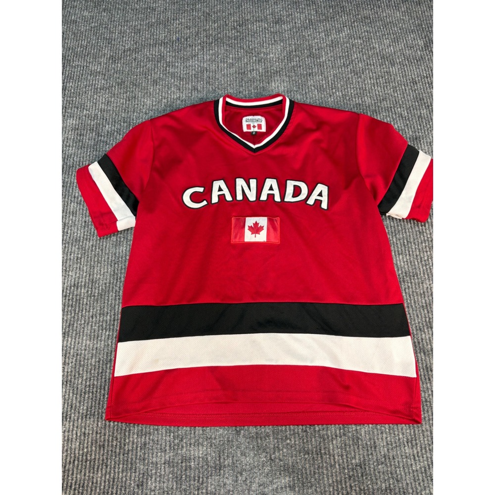 Snowcap Canada Souvenir Jersey Shirt Red White Black Mens Medium V-Neck Short Sl
